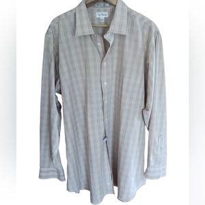 Paul Fredrick Cotton Check button up Dress Shirt Men's size 18 neck Normcore